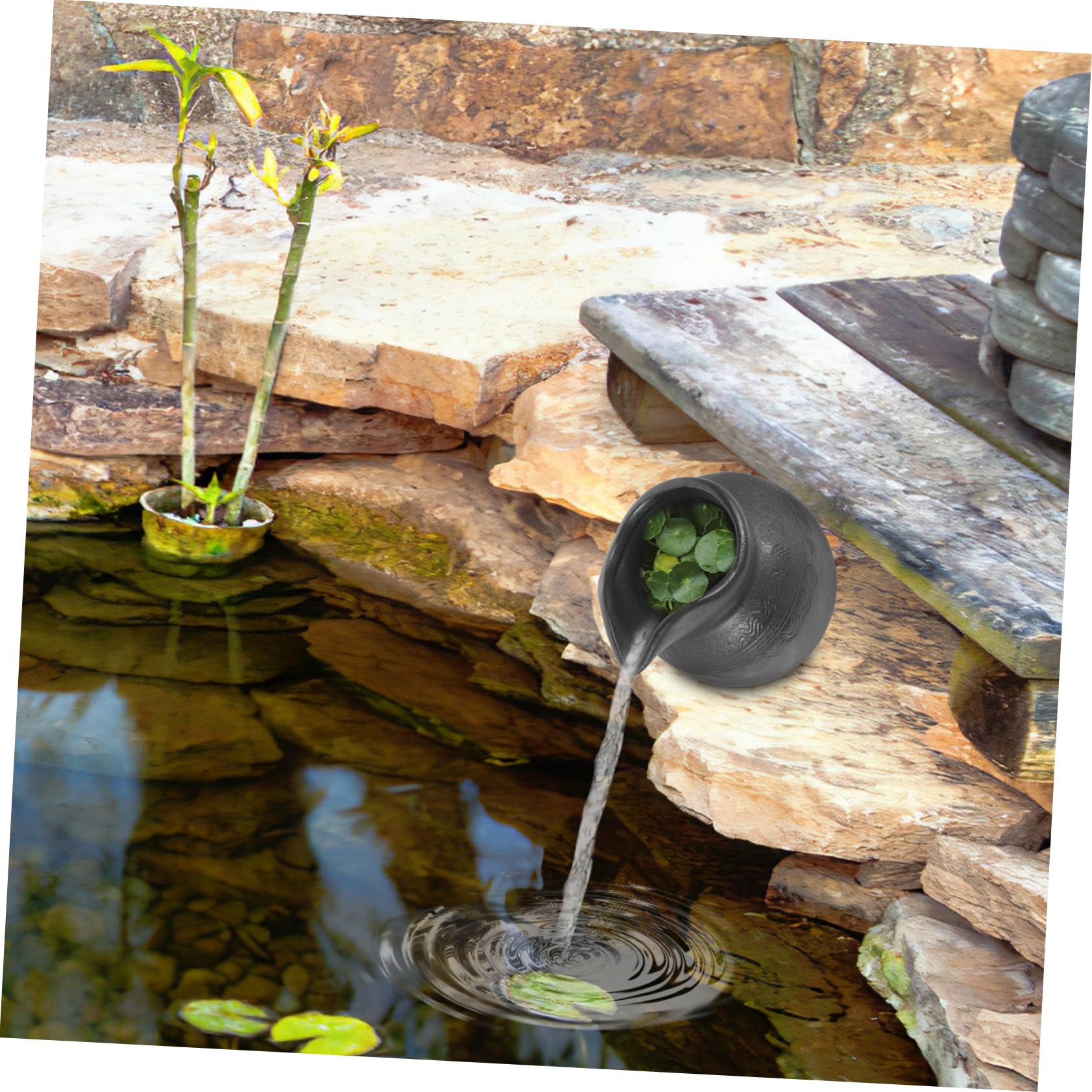 Amazon.co.jp: YARDWE 中庭 瓶 噴水 陶器 魚 水槽 噴水 バルコニー 庭